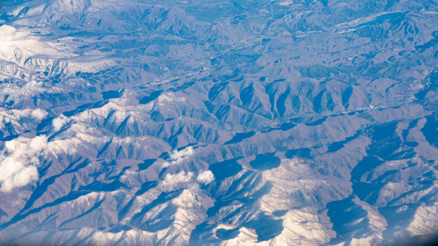 Aerial mountain range